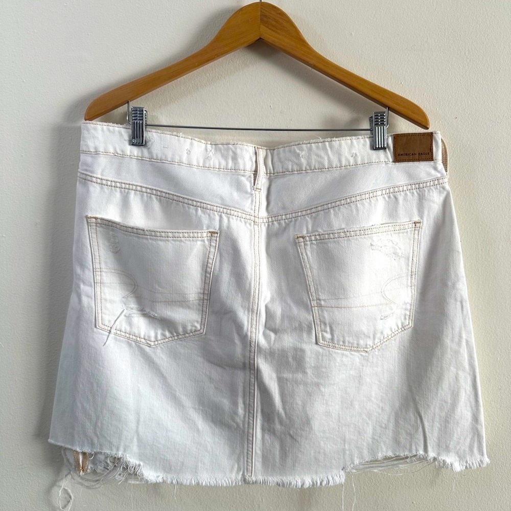 AMERICAN EAGLE OUTFITTERS White Denim Skirt SIZE 18 PLUS XXL 100% Cotton Button